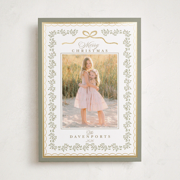 "Vintage Vine" - Holiday Cards in Sage by Susan Moyal - Front