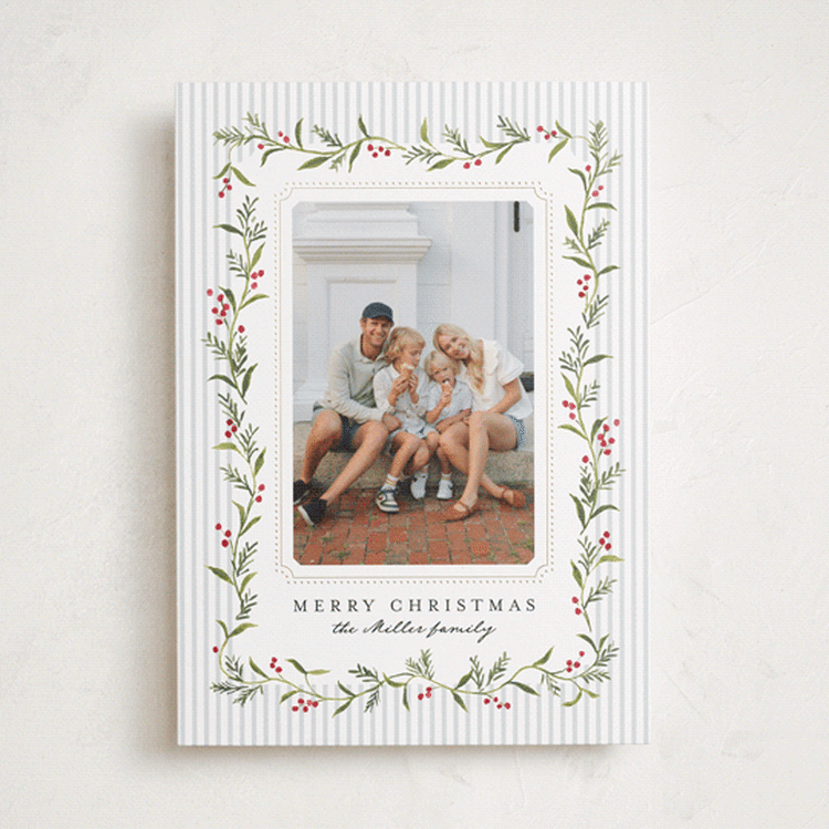 "Nantucket" - Holiday Cards in Mist by Everett Paper Goods - Front
