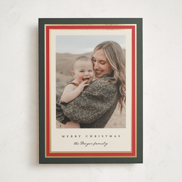 "Linear Frame" - Holiday Cards in Wreath by Emily Sabol Goss - Front