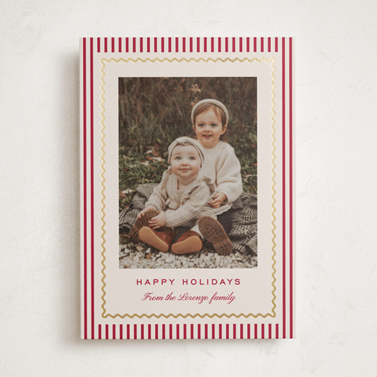 "Squiggle Border" - Holiday Cards in Berry by Kelly Schmidt - Front