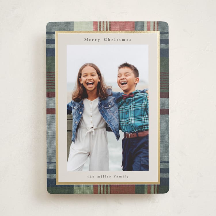 "Heritage Plaid" - Holiday Cards in Sea by Nicole Walsh - Front