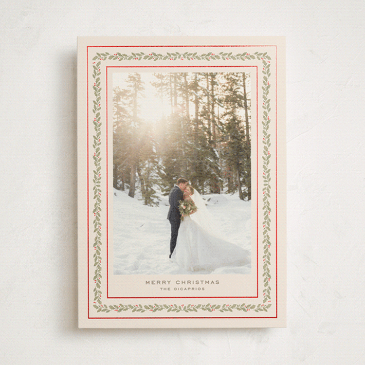 "Holly garland frame" - Holiday Cards in Eggnog by Creo Study - Front