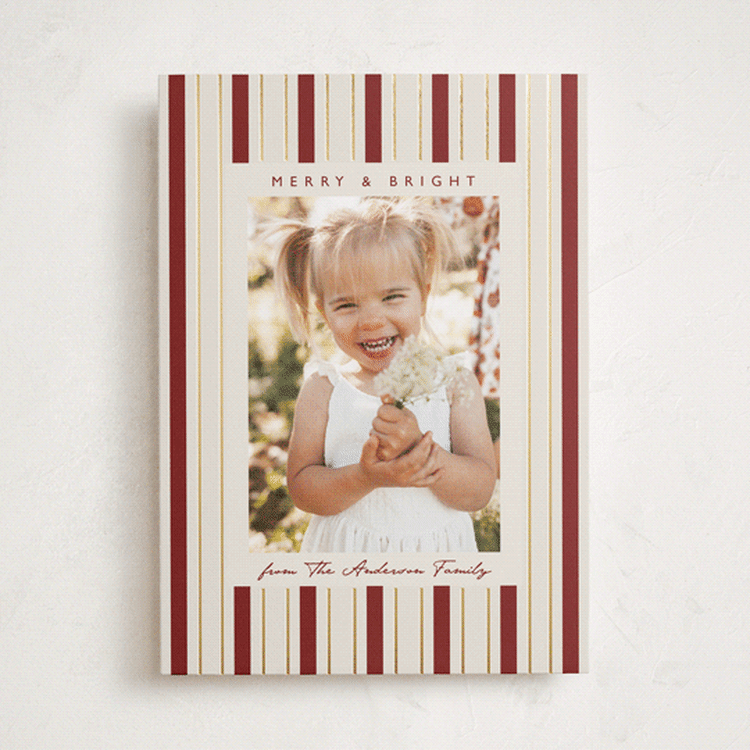 "Candy Stripes" - Holiday Cards in Candy Cane by Elly - Front
