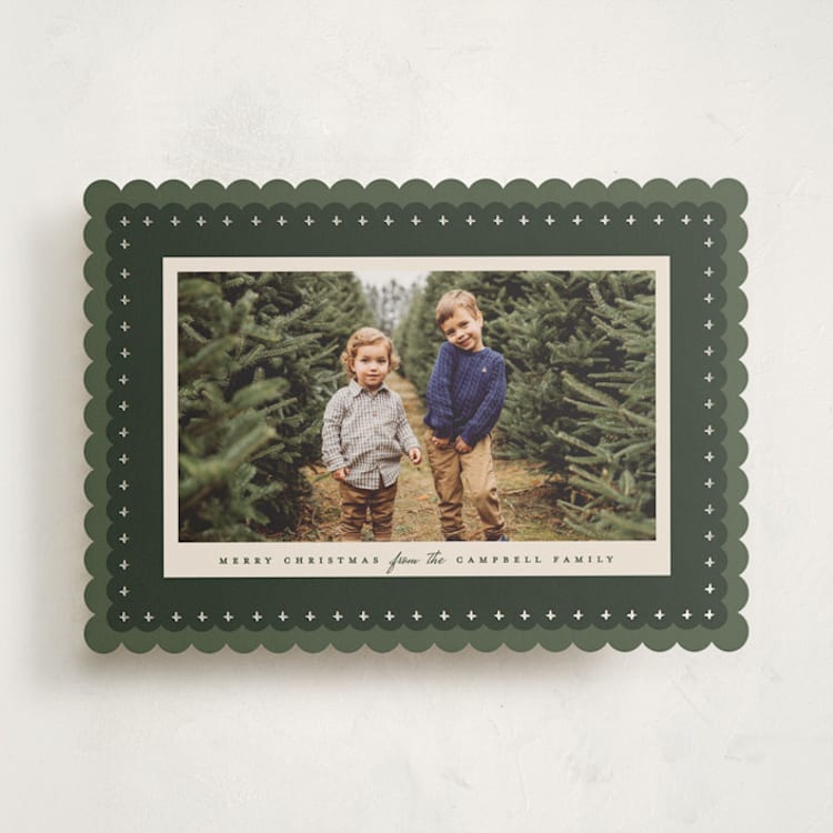 "Scallop Border" - Holiday Cards in Pine Tree by Julie Murray - Front