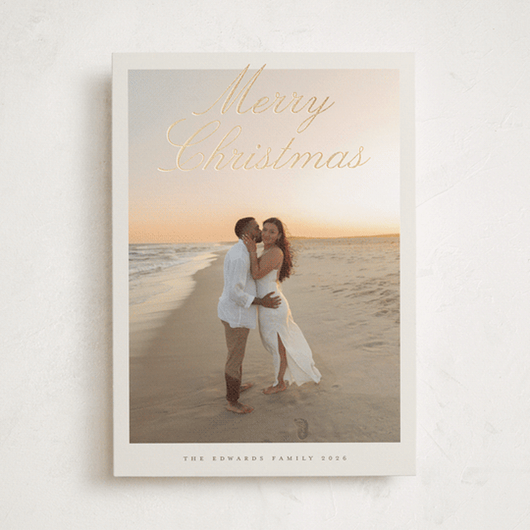 "Modern Script" - Holiday Cards in Sand by Nicole Walsh - Front