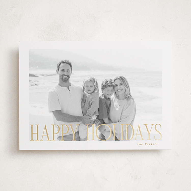 "Happy Holiday Portrait" - Holiday Cards in Snow by Angela Thompson - Front