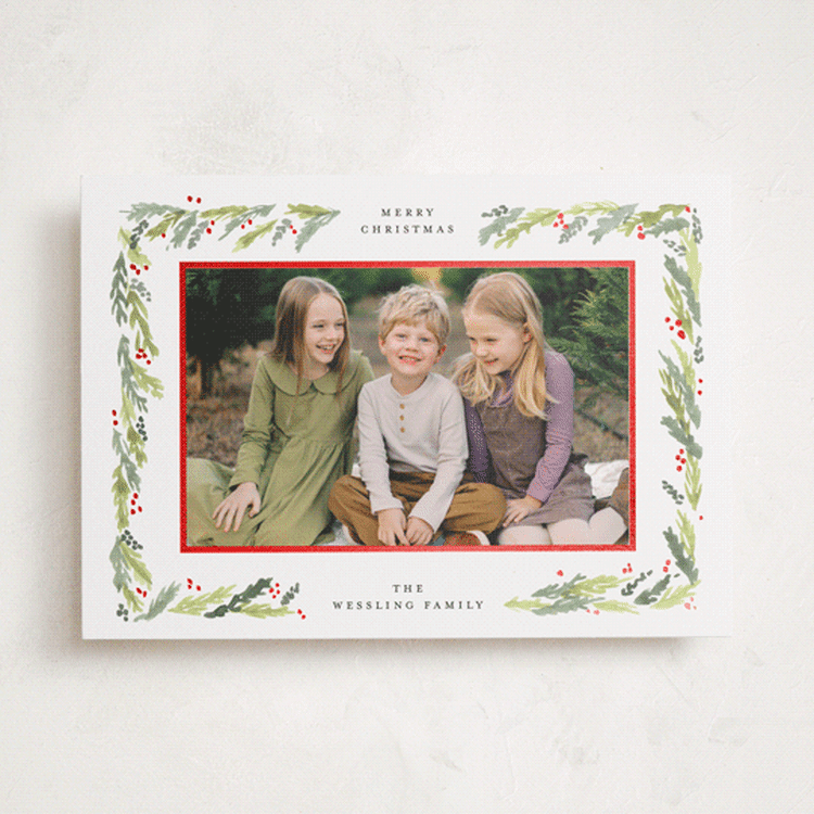 "Painted Garland" - Holiday Cards in Wreath by Holly Whitcomb - Front