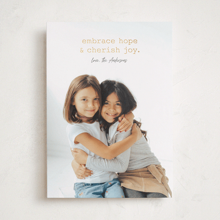 "Embrace Hope" - Holiday Cards in Chimney Smoke by Carrie ONeal - Front