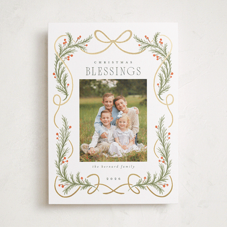 "Curling RIbbon" - Holiday Cards in Snow by Laura Hankins - Front