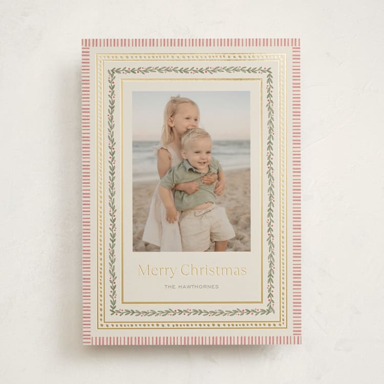 Holiday Pattern Frame Foil-Pressed Holiday Cards
