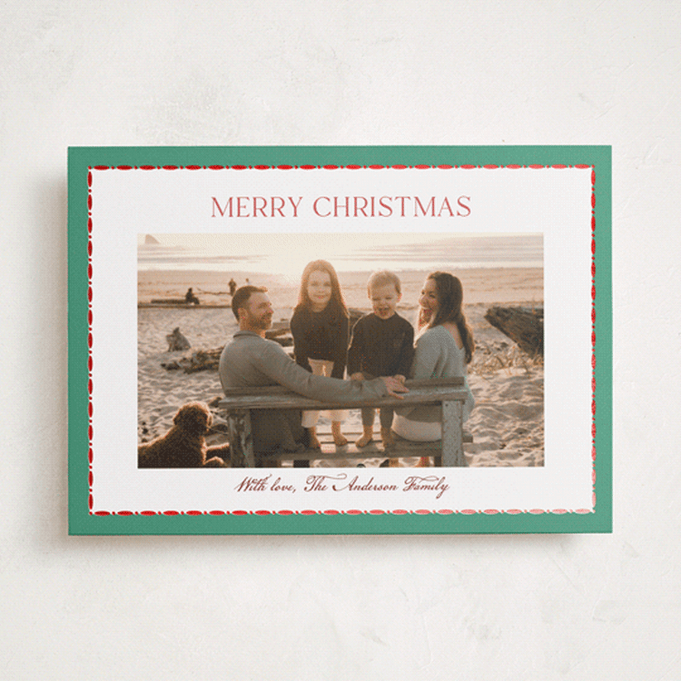 "Gilded Keepsake Border" - Holiday Cards in Olive Grove by Cass Loh - Front