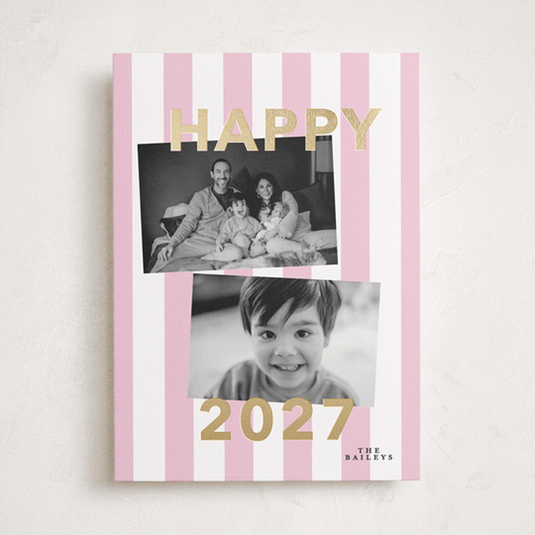 "Bold Stripe" - Holiday Cards in Candy by Angela Thompson - Front