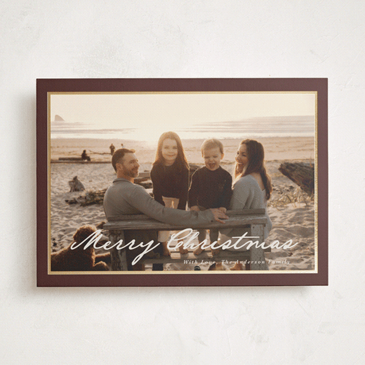 "Scripted Frame" - Holiday Cards in Burgundy Wine by Cass Loh - Front