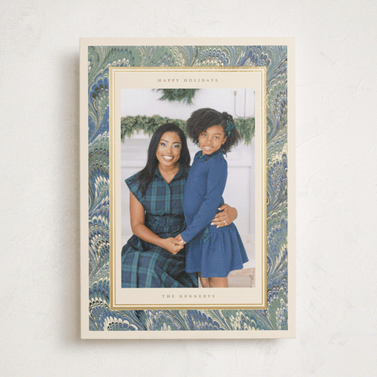"Marbled" - Holiday Cards in Blue Spruce by Jenna Holcomb - Front