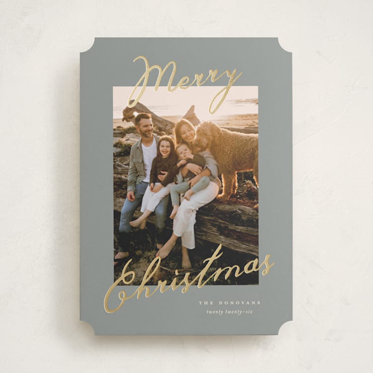 "Merriment" - Holiday Cards in Sage by Pixel and Hank - Front