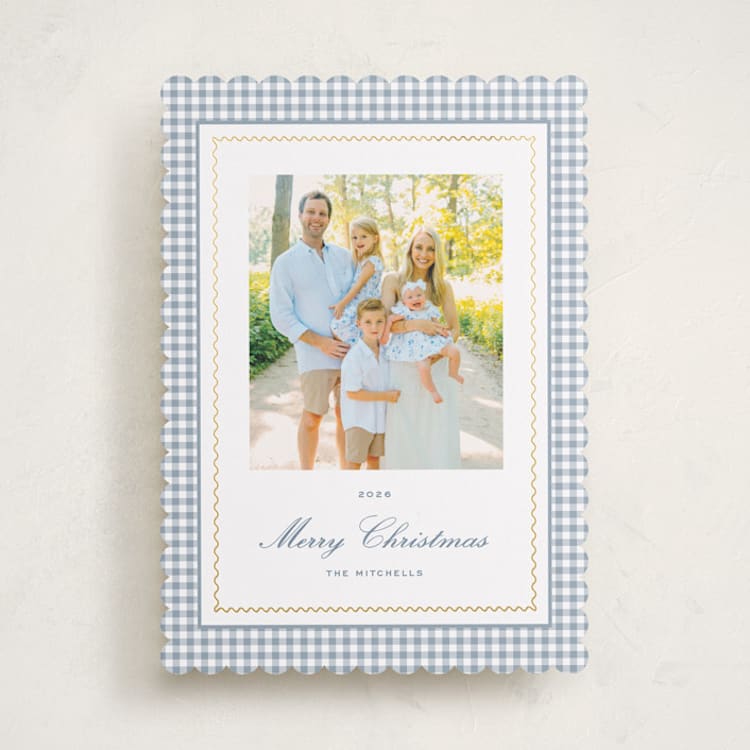 "Gingham Squiggle" - Holiday Cards in Wintermint by Emily Betts - Front
