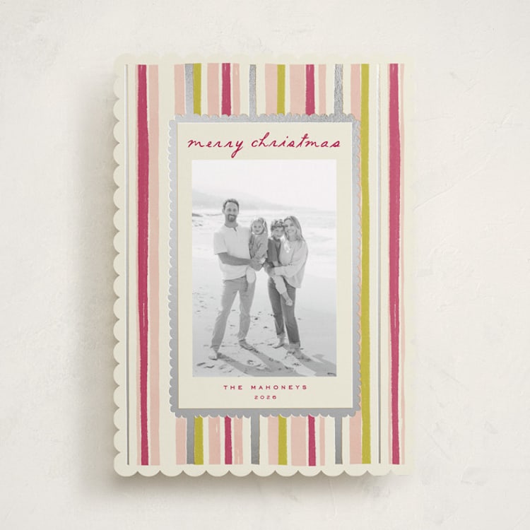 "Silver Tinsel" - Holiday Cards in Fig by Sarah Rosenthal - Front