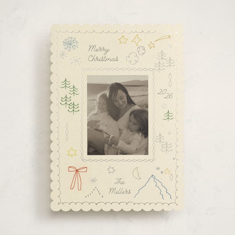 "merry drawing" - Holiday Cards in Frost by Sumak Studio - Front