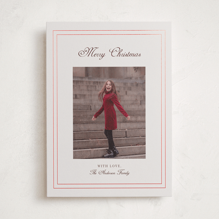 "Minimal Frame" - Holiday Cards in Cranberry by Cass Loh - Front