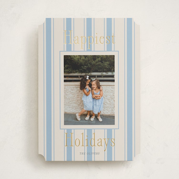 "Ticking Stripe" - Holiday Cards in Provincial by Angela Thompson - Front