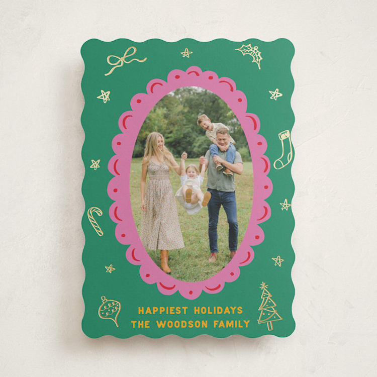 "Happiest Holidays!" - Holiday Cards in Elf Shoes by Erica Gingrich - Front