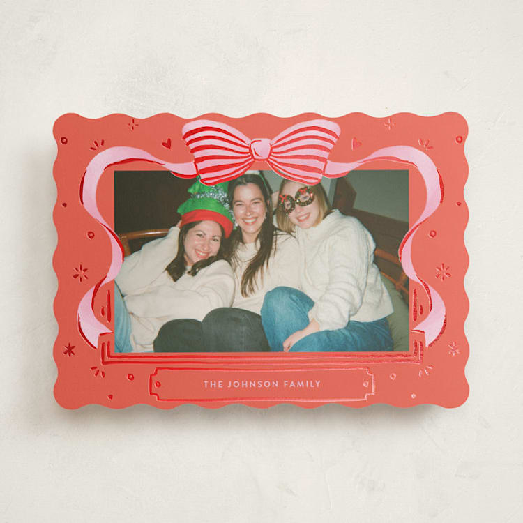 "A Bow" - Holiday Cards in Stocking by Shannon Chen of Four Wet Feet Studio - Front