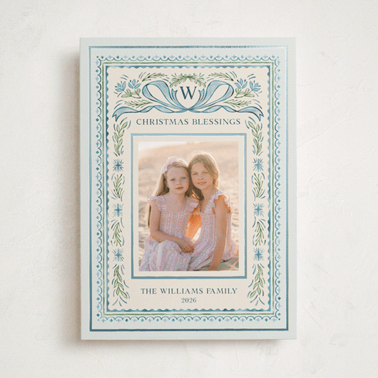"Christmas Gift" - Holiday Cards in Blue Jay by Paper Sun Studio - Front