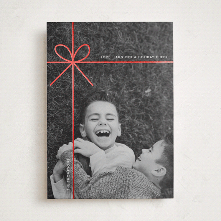 "Tied in Cheer" - Holiday Cards in Snow by Joyce Pinheiro - Front