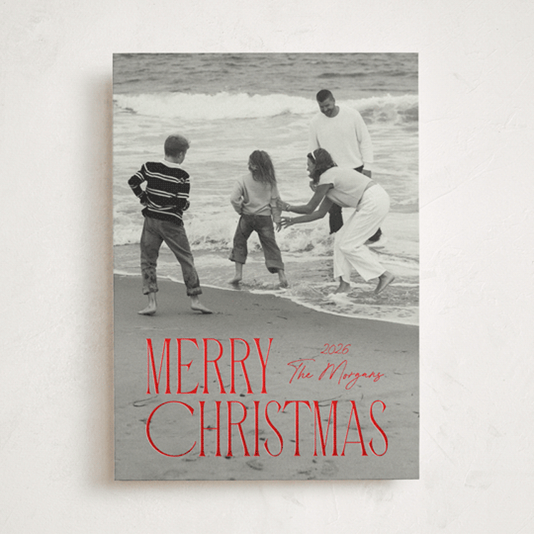 "Merry Embrace" - Holiday Cards in Crimson by Kacey Kendrick Wagner - Front