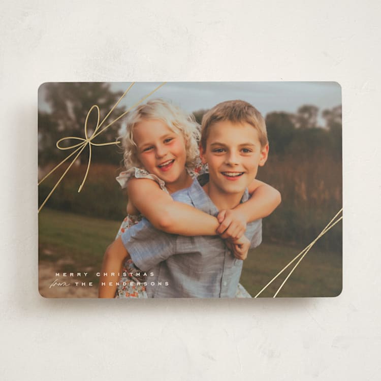 "Tied with Joy" - Holiday Cards in Woolen by Leia Matt - Front