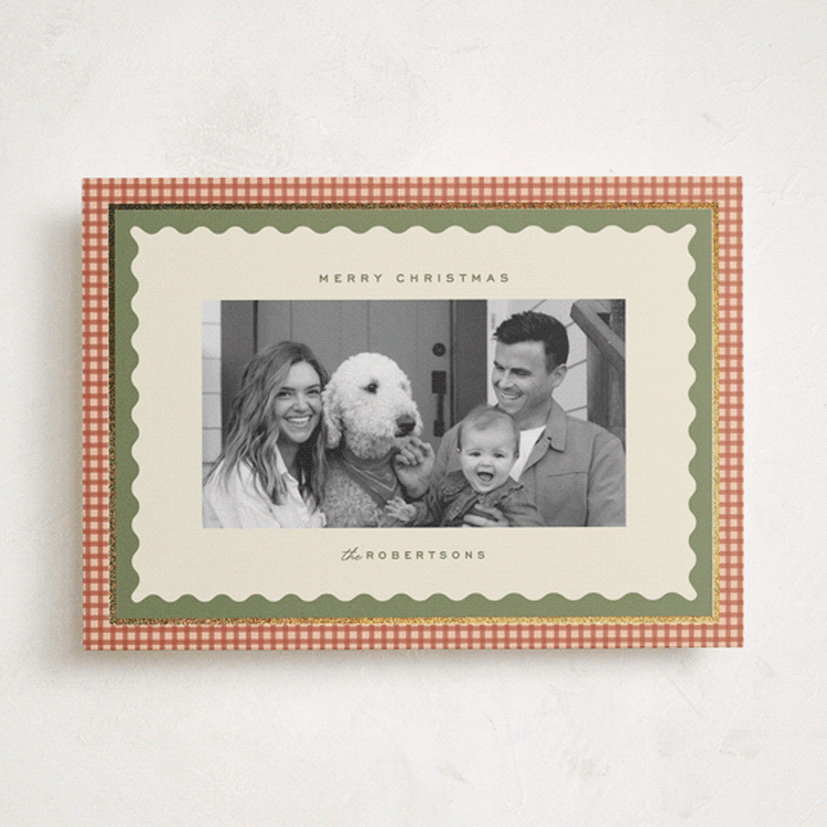 "gingham layers" - Holiday Cards in Olive by Ellen Schlegelmilch - Front