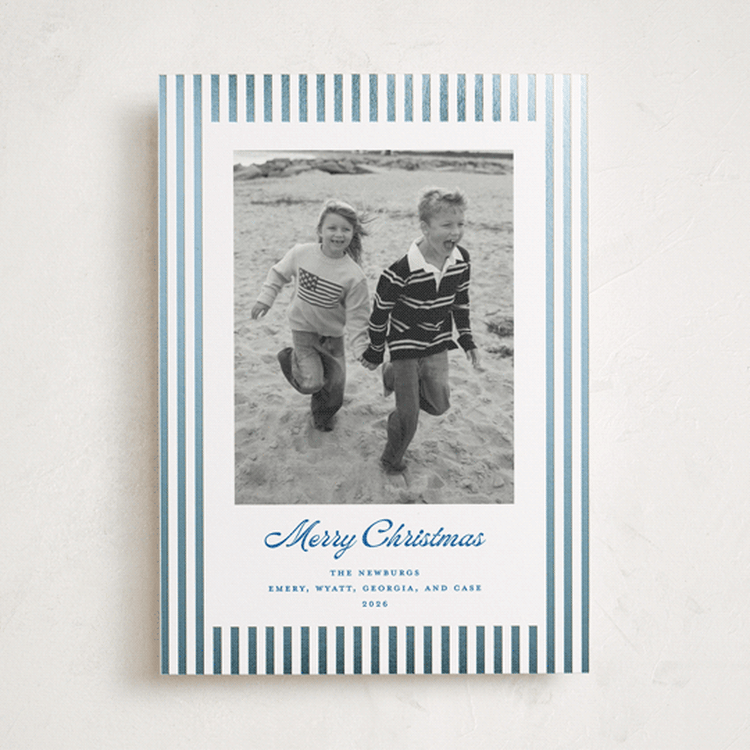 "Mini Cabana Stripes" - Holiday Cards in Ocean by Erika Firm - Front