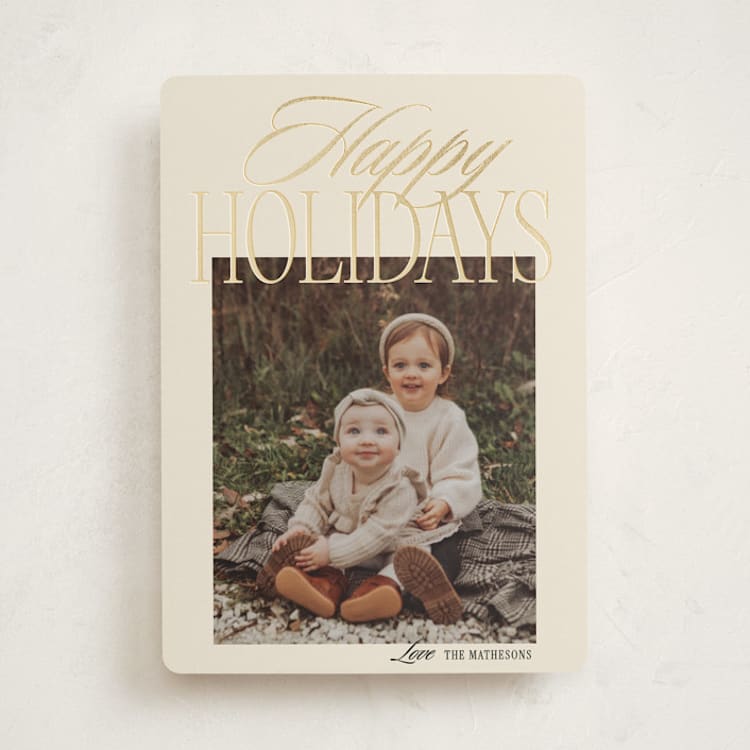 "Happy Script" - Holiday Cards in Tinsel by Kelly Schmidt - Front