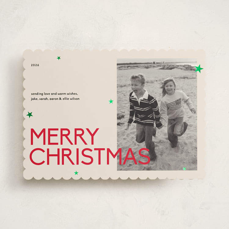"Sparkles" - Holiday Cards in Peppermint by Owl and Toad - Front