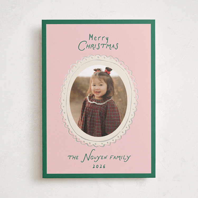 "Doodle Frame Playful Classic" - Holiday Cards in Evergreen by Design Lotus - Front