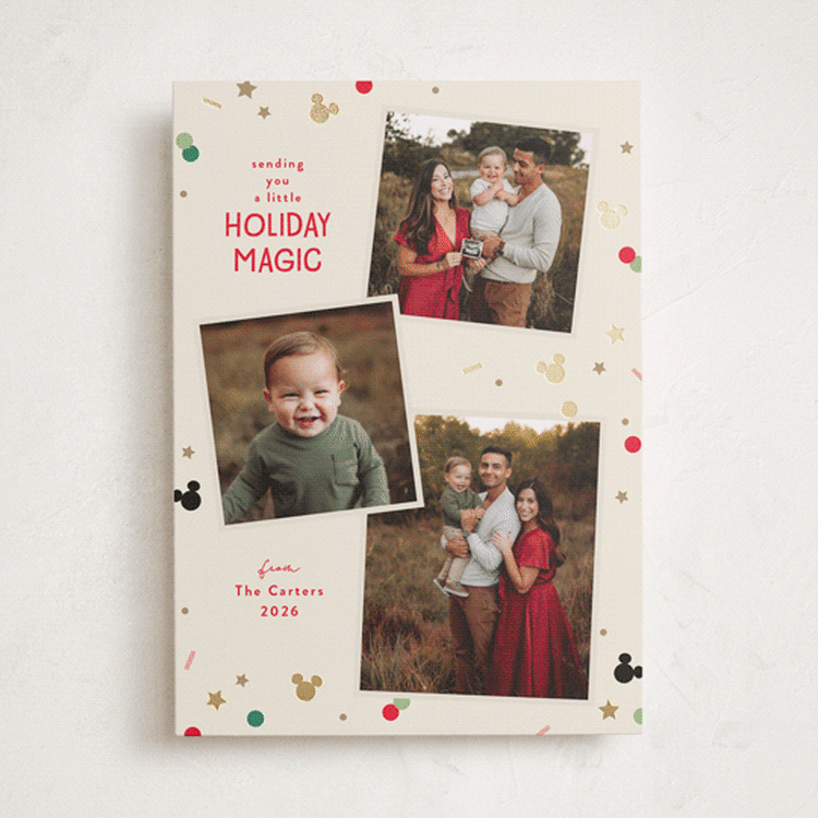 "Disney Magic Confetti" - Holiday Cards in Holly by Kacey Kendrick Wagner - Front