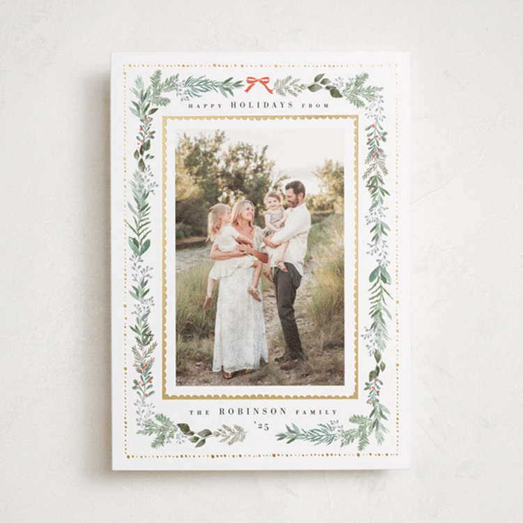 "Greenery & Gold" - Holiday Cards in Fir by Hannah Williams - Front