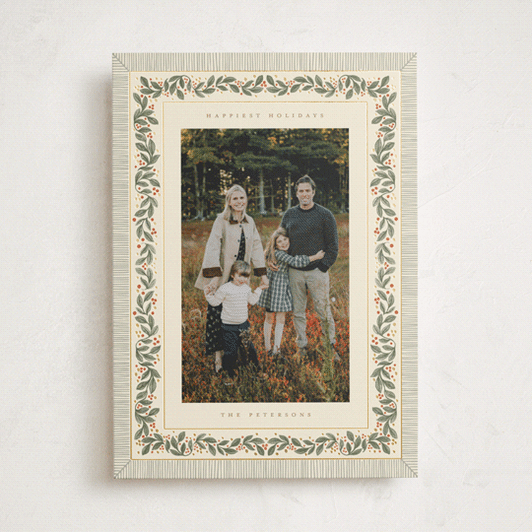 "Antique Greenery" - Holiday Cards in Sage by Jenna Holcomb - Front