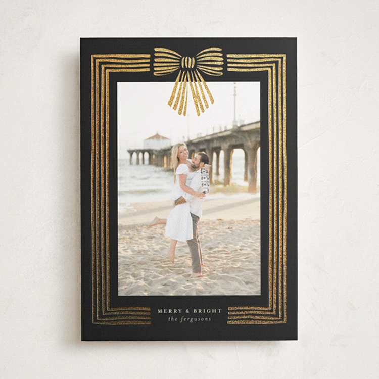 "Ribbon Framed" - Holiday Cards in Midnight by Iveta Angelova - Front