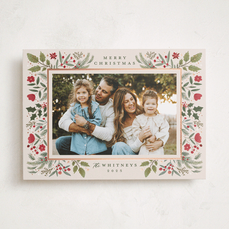 "Shiny Botanicals" - Holiday Cards in Cream by Makewells - Front