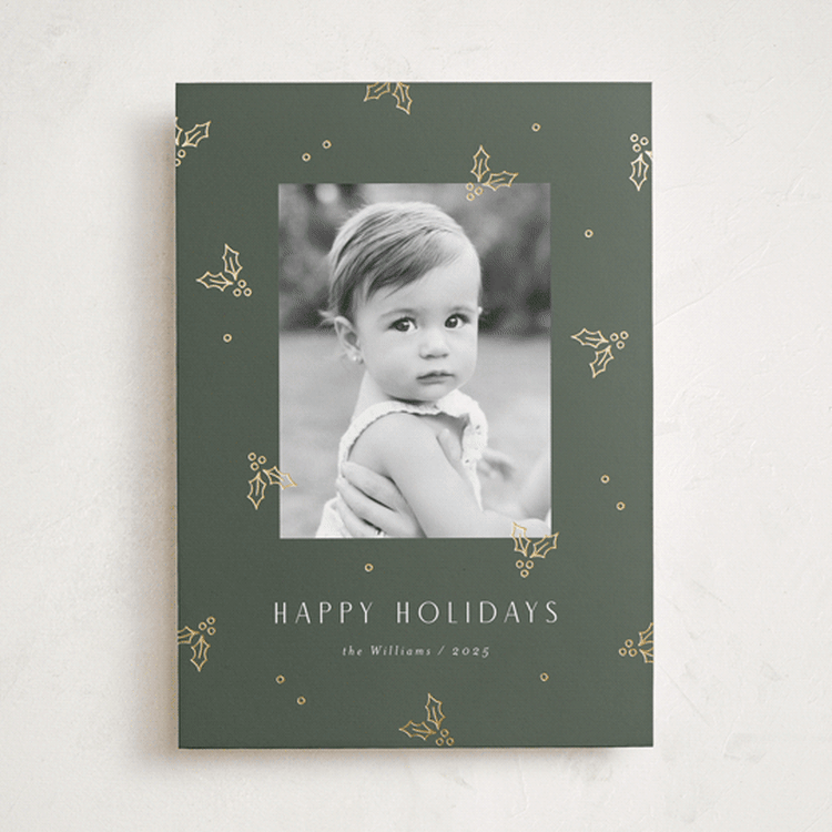 "Jolly Holly" - Holiday Cards in Evergreen by Michelle Taylor - Front