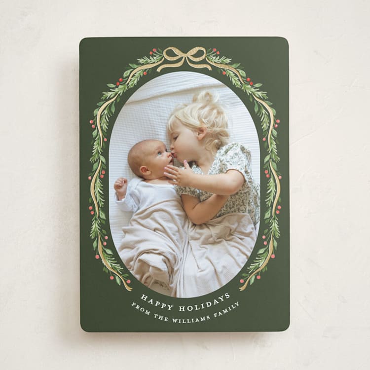 "Frosted" - Holiday Cards in Holly Leaf by Sarah Knight - Front