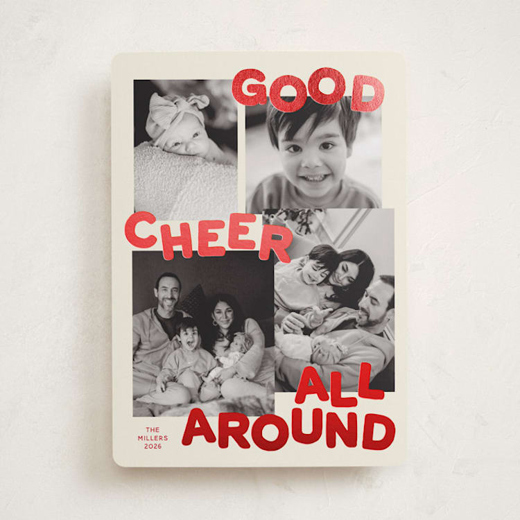 "Good Cheer" - Holiday Cards in Poinsettia by Inkblot Design - Front