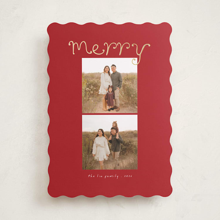 "Playful Letters" - Holiday Cards in Holly Berry by Morgan Kendall - Front