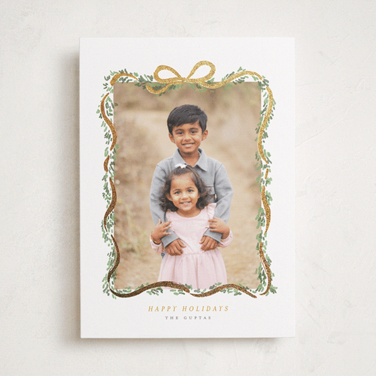"Ribbonly Frame" - Holiday Cards in Butter by Itsy Belle Studio - Front