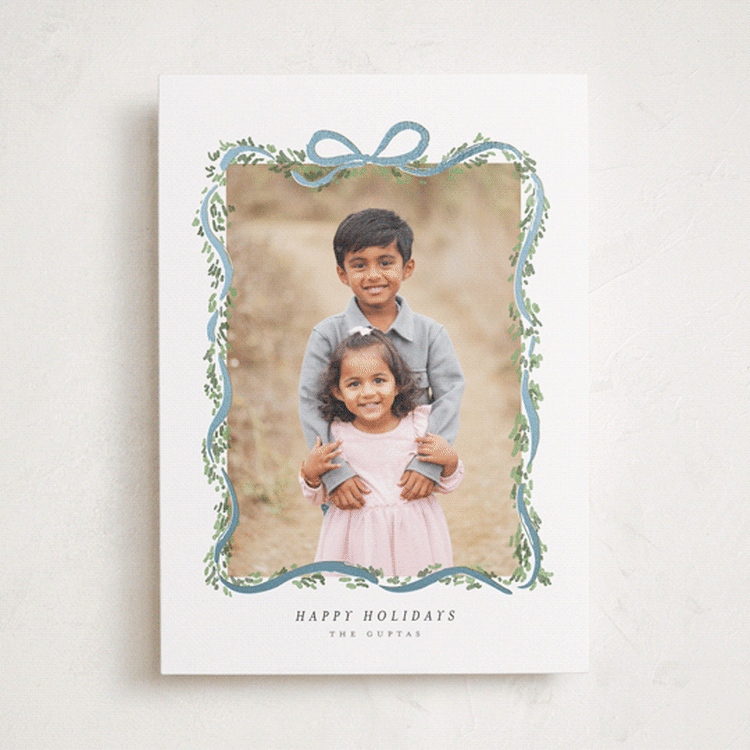 "Ribbonly Frame" - Holiday Cards in Juniper by Itsy Belle Studio - Front