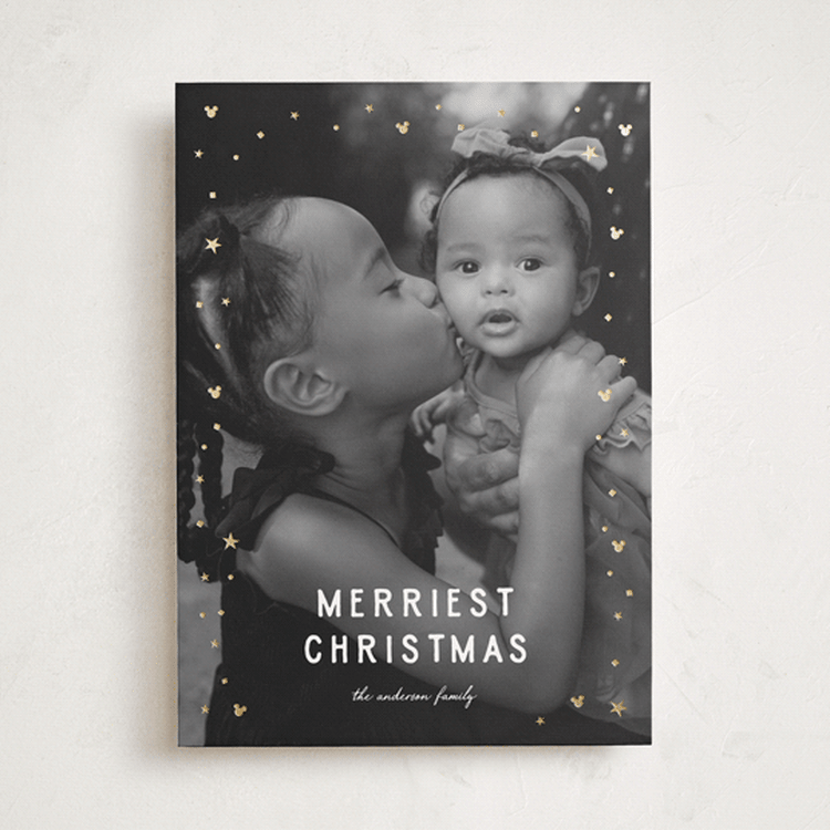 "Disney's Merriest Christmas" - Holiday Cards in Snow by Ilene Guy - Front
