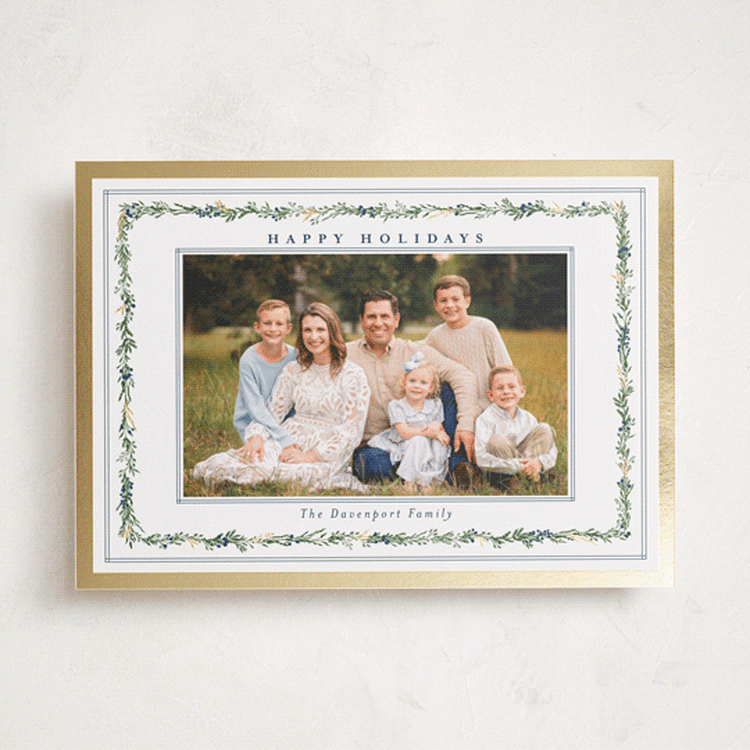 "Delicate Vine" - Holiday Cards in Blue Spruce by Susan Moyal - Front