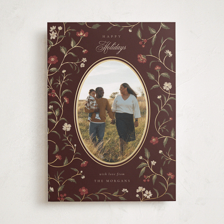 "A Gilded Season" - Holiday Cards in Wine by Elly - Front