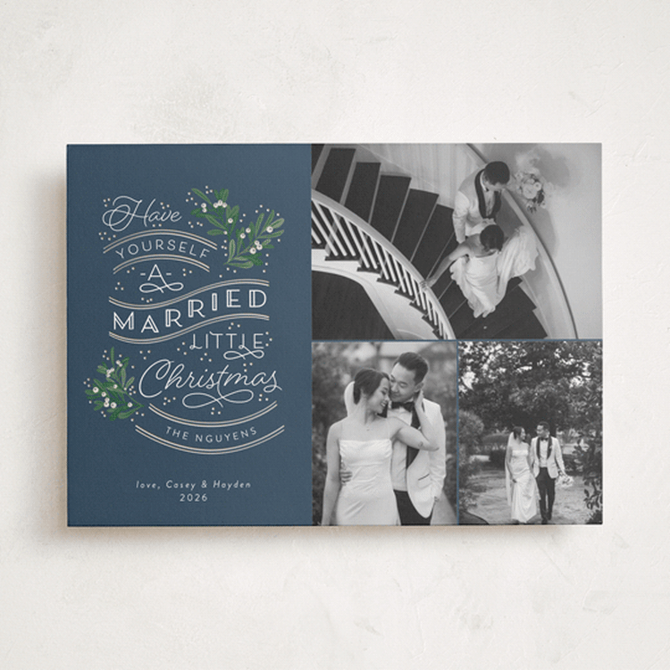 "A Little Married" - Holiday Cards in Navy by Sarah Brown - Front